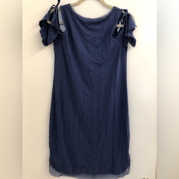 NWT White House Black Market navy dress off shoulder with ties Size Small. - Picture 3 of 3